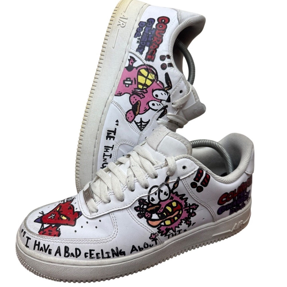Nike Air Force 1 Low Custom Courage The Cowardly Dog White 9โ Cartoon Network